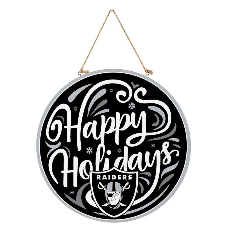 Las Vegas Raiders 18" x 18" Happy Holidays Door Décor Wall Sign - 18" x 18"