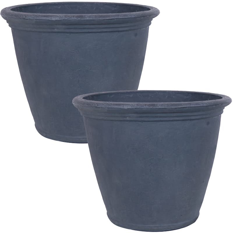 Sunnydaze Anjelica Outdoor Flower Pot Planter - Slate Finish - 24-Inch