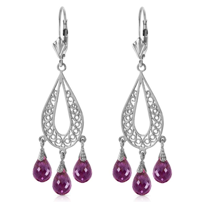 3.75 Carat 14K Solid Gold Chandelier Earrings Natural Amethyst