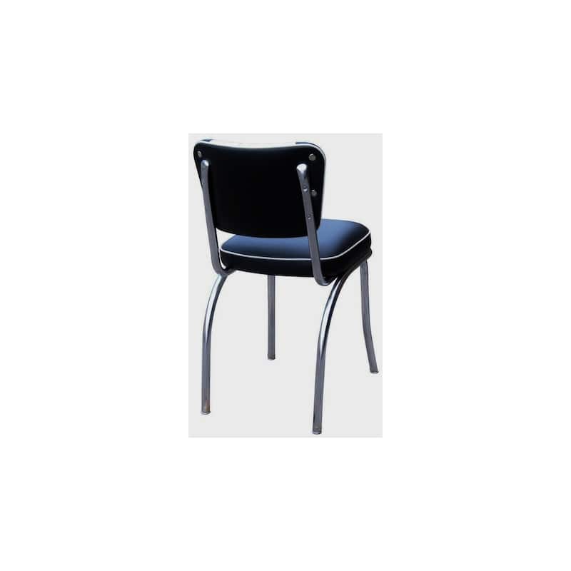 Diner Chair Retro Style Chrome Frame Vinyl Seat - Black White - Restaurant Kitchen Bar - 31.5