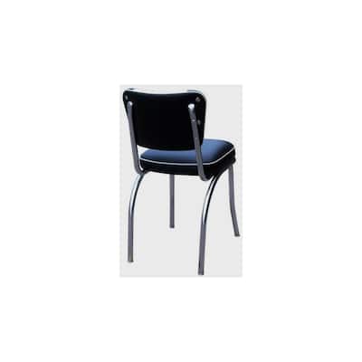 Diner Chair Retro Style Chrome Frame Vinyl Seat - Black White - Restaurant Kitchen Bar - 31.5