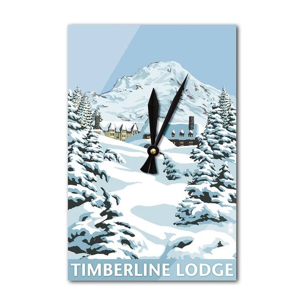 Shop Black Friday Deals On Mt Hood Oregon Timberline Lodge Winter Scene Lantern Press Artwork Acrylic Wall Clock Acrylic Wall Clock Overstock 13582238