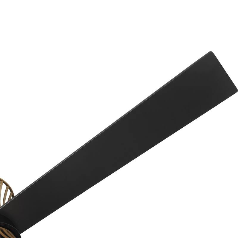 Bisbee Collection 55-in Three-Blade Matte Black Global Ceiling Fan with Rattan colored accent