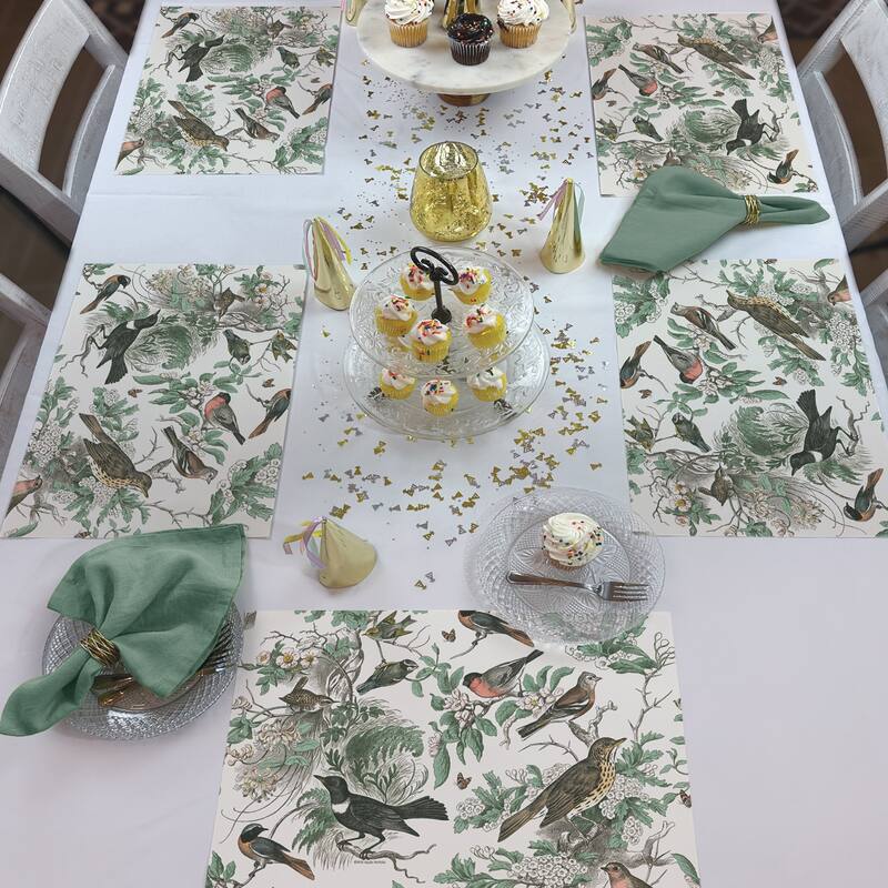 Honeybloom Birds 24 Sheet Reusable Premium Paper Stock Placemats in Resealable Storage Bag Made in The USA 17" x 11"
