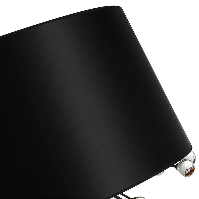 Statement Luxury Crystal Wide Black Fabric Drum Lantern Chandelier - 30.7 in