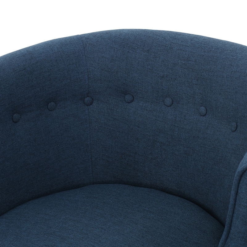 Fabric Modern Club Chair with Button-Tufted Back and Birch Wood Legs
