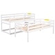 preview thumbnail 13 of 13, Wood Twin Size Bunk Bed with Storage Staircase & Full-Length Guard Rail, Triple Bunk Frame w/Slats Support for Bedroom