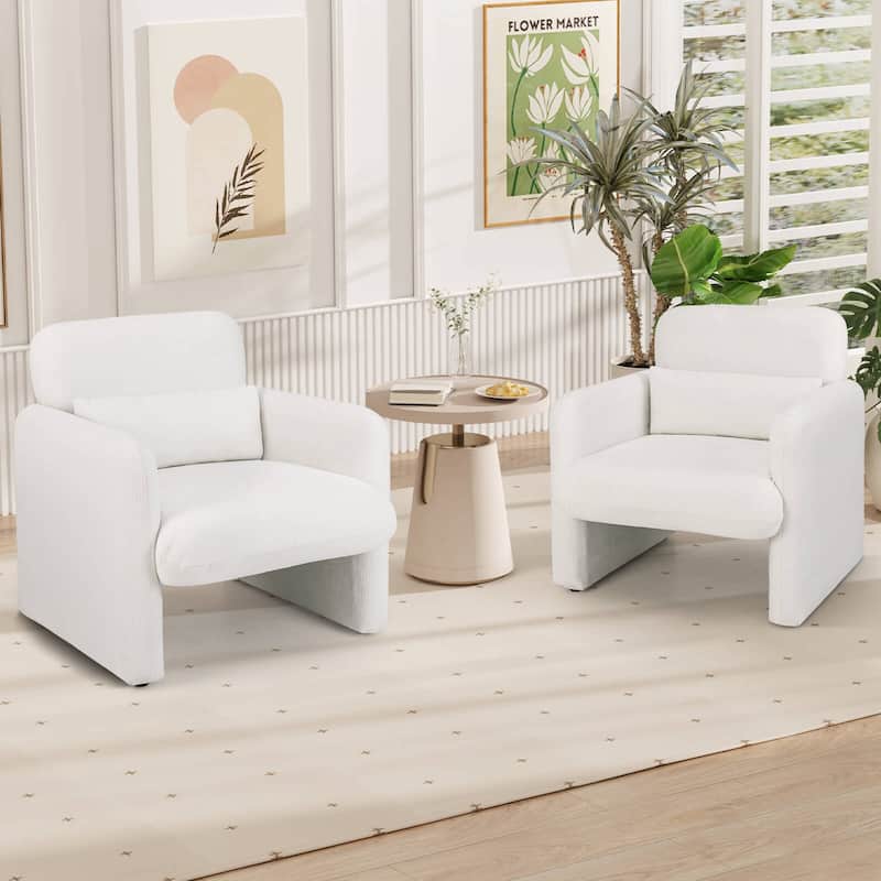 Costway 1/2 PCS Chenille Accent Chair with Removable Lumbar Pillow