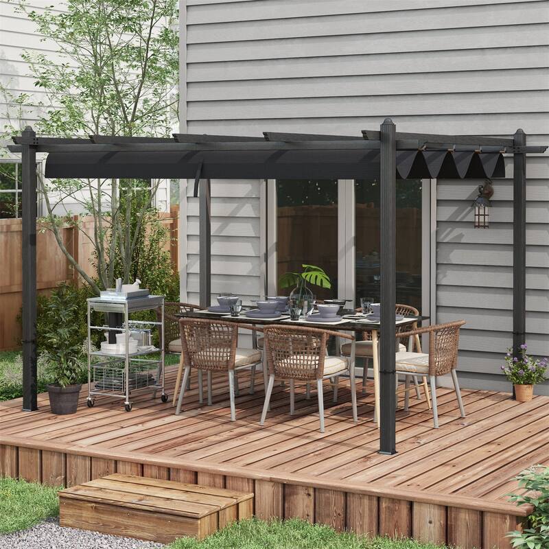 10' x 12' Retractable Pergola Canopy - Grey