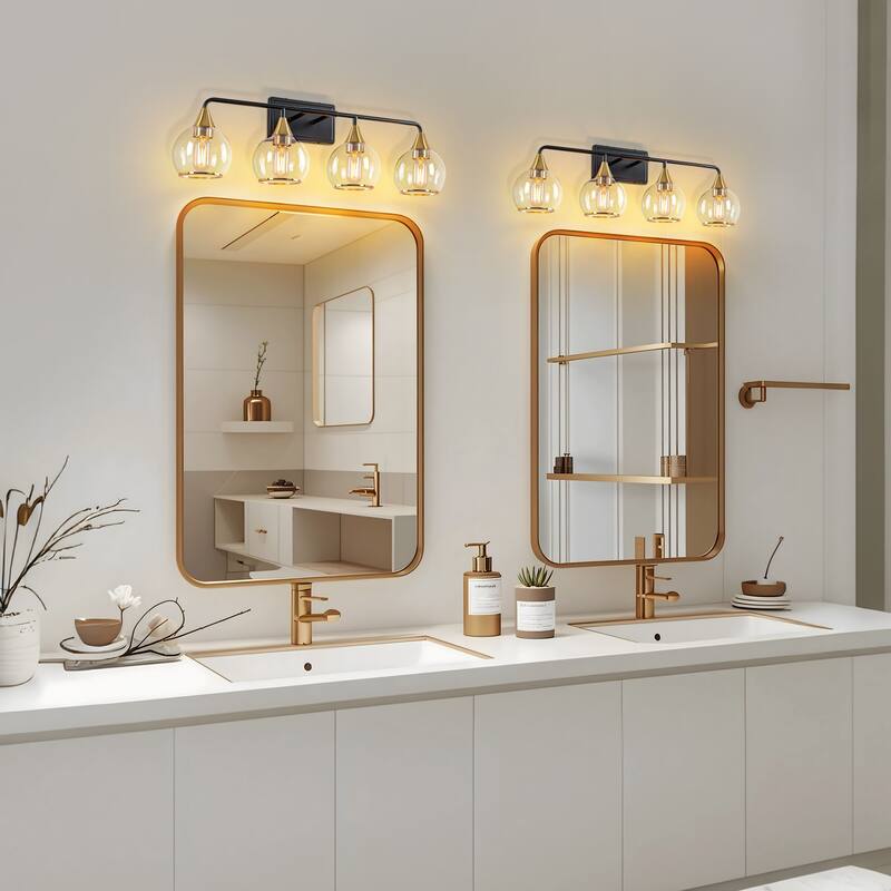 Starsky 3/4 Lights Modern Vanity Light Clear Globe Glass Shades