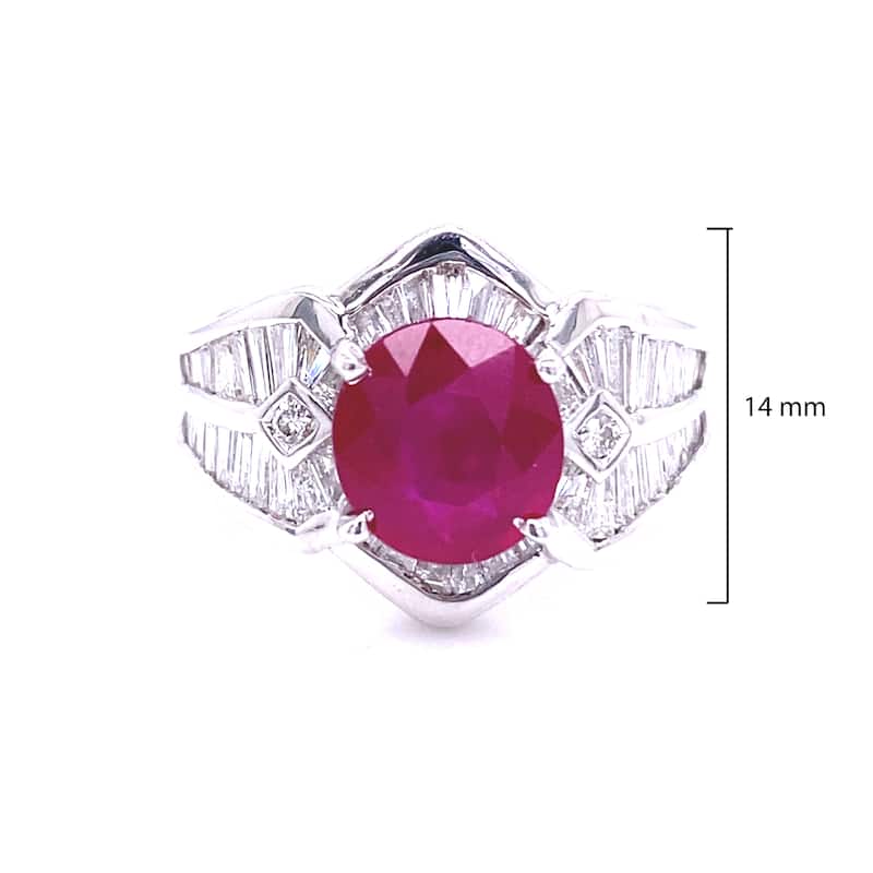 Kabella Luxe Ruby and Tapered Diamond Ring