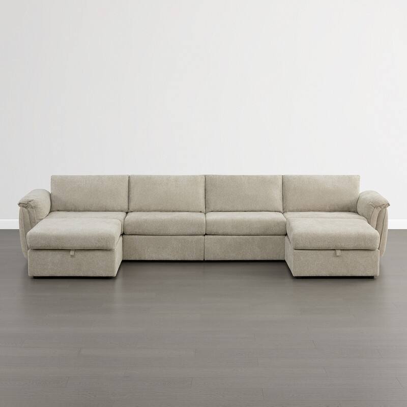 Spruce & Spring Modular Sectional Sofas with Optial Storage Console for Living Room