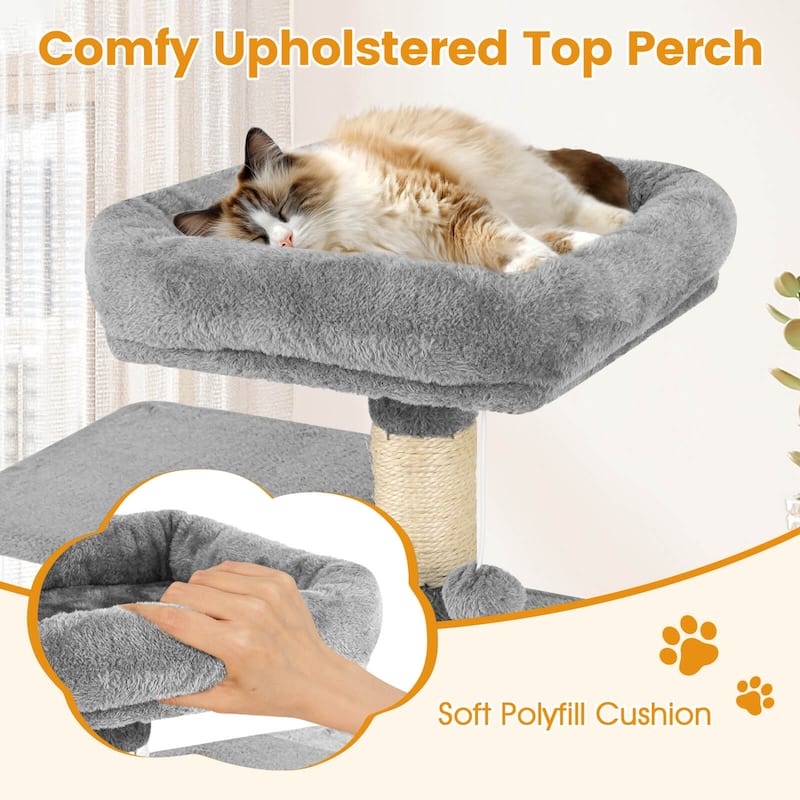 Costway 44” Tall Multi-level Cat Tree with Cushion Top Perch, - See Details