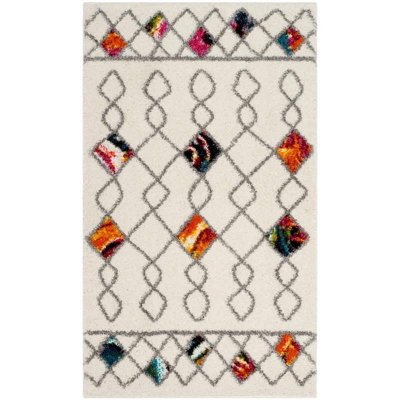 SAFAVIEH Fiesta Shag Soniea Abstract Rug - 4' x 6' - Cream/Multi