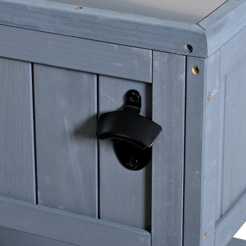 Roomfitters 41.7" Garden Potting Bench with Sink, Rolling Outdoor Potting Table, Bottle Opener, Storage Shelves, Hutch