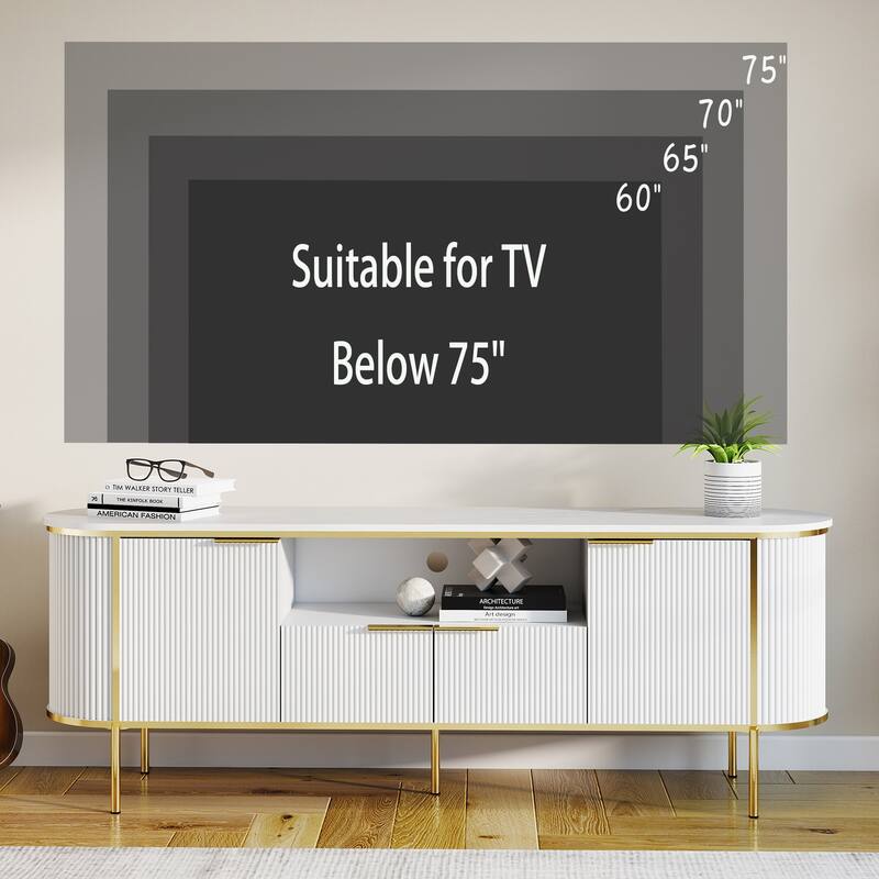 Rectangular TV Stand for TV's up to 75" with Open Storage