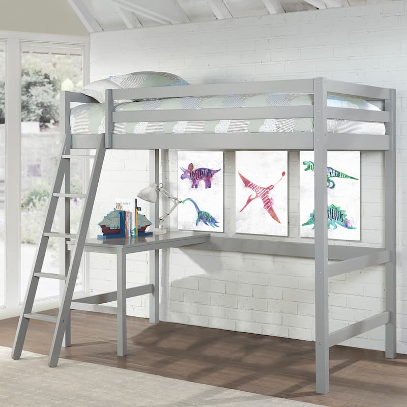 Hillsdale Caspian Wood Twin Loft Bed with Desk