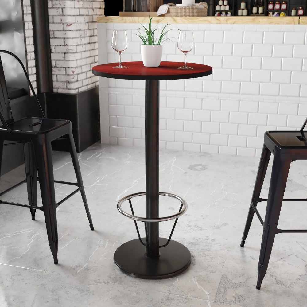 24'' Round Laminate Table Top with 18'' Round Bar Height Table Base