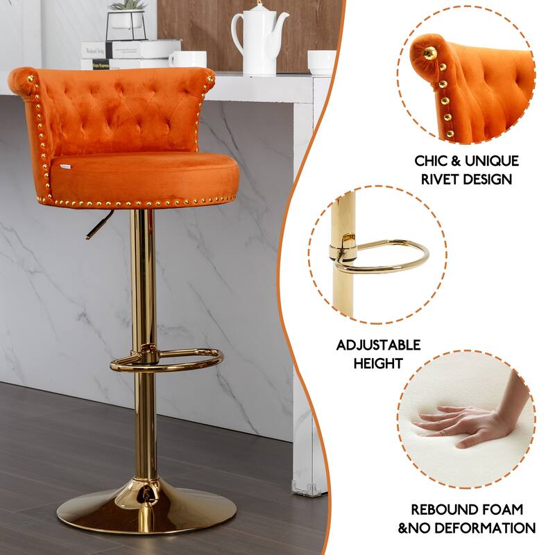 HOMEFUN Swivel Bar Stools Set of 2 Adjustable Counter Height Chairs with Footrest for Kitchen, Dining Room 2PC/SET