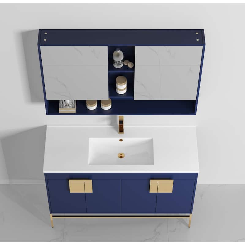 47" Tennant Brand Kuro Minimalistic Navy Blue Single Sink Bathroom Vanity