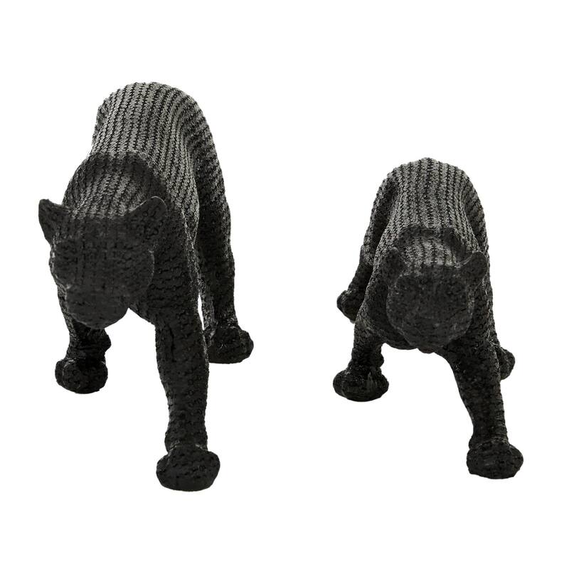 Polystone Leopard Decorative Sculpture - Set of 2 Black or Gold - Roche River Decor