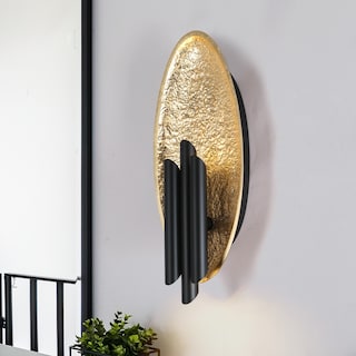 Modern 6-Light LED Black Gold Wall Sconce Metal Bathroom Vanity Lights - W6.6" x H16.5"