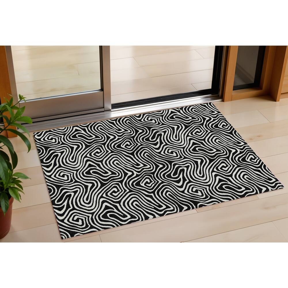 HomeRoots Abstract Transitional Rectangle Outdoor Rug