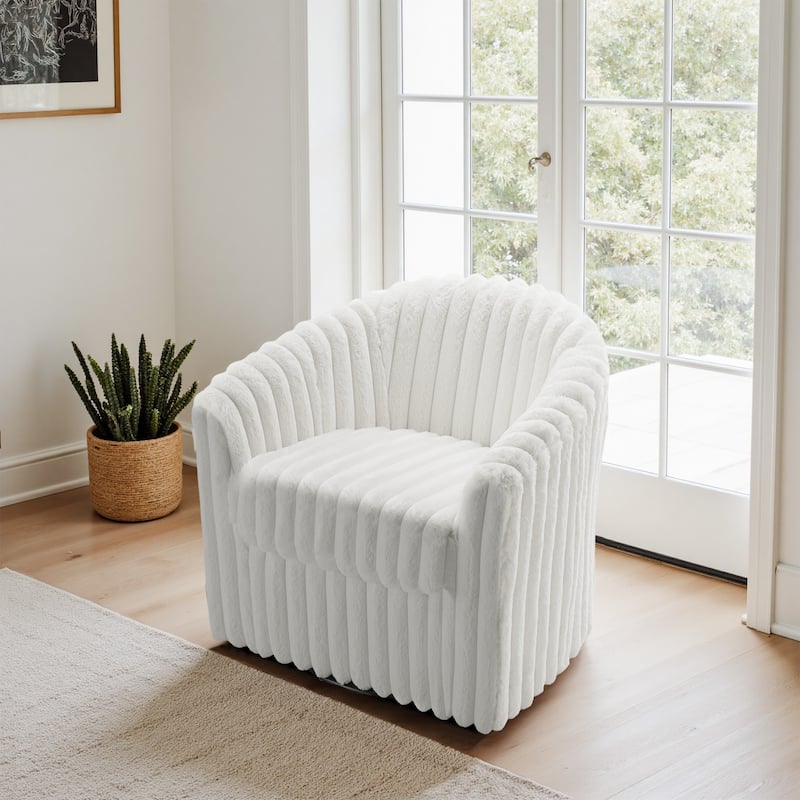 Modern Cotton Flannel Swivel Accent Chair Plush Barral Chair