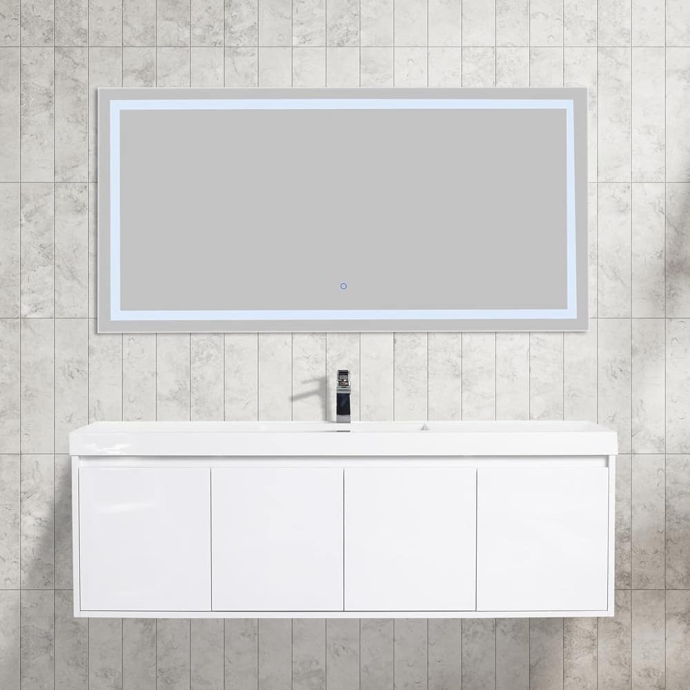 Blossom 60" Wall Mount Vanity with Single Acrylic Sink, Modern Design