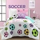 preview thumbnail 15 of 22, Lush Decor Girls Soccer Kick Quilt Set Twin - White/Turquoise
