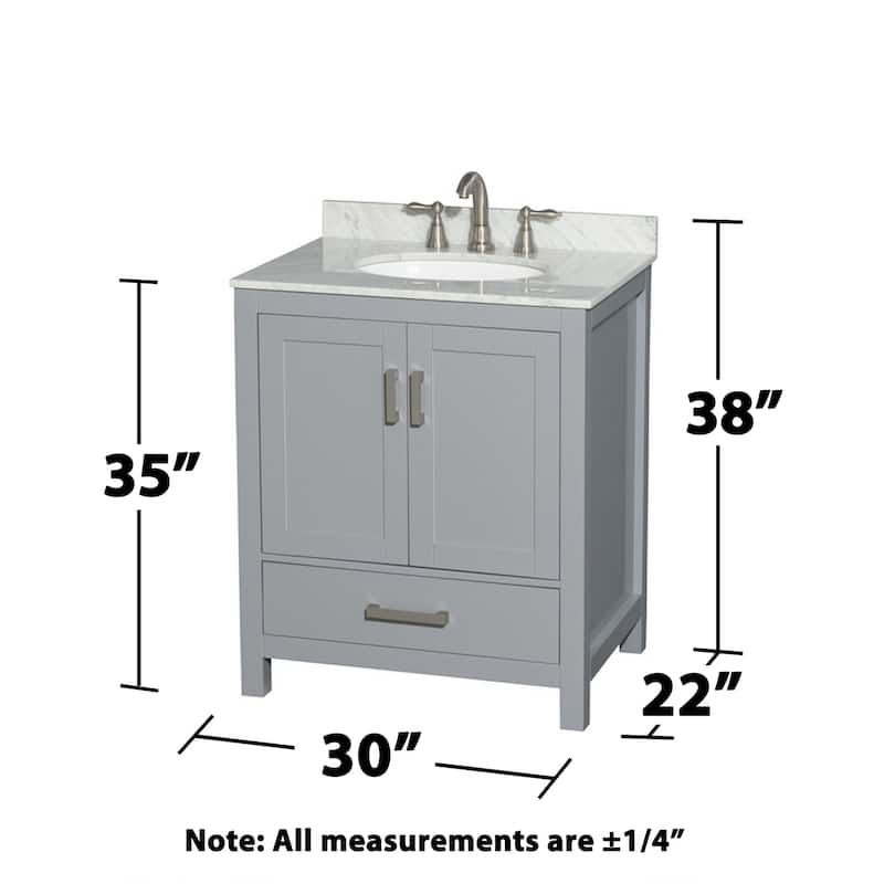 Wyndham Collection Sheffield 30" Freestanding Vanity Set with Hardwood