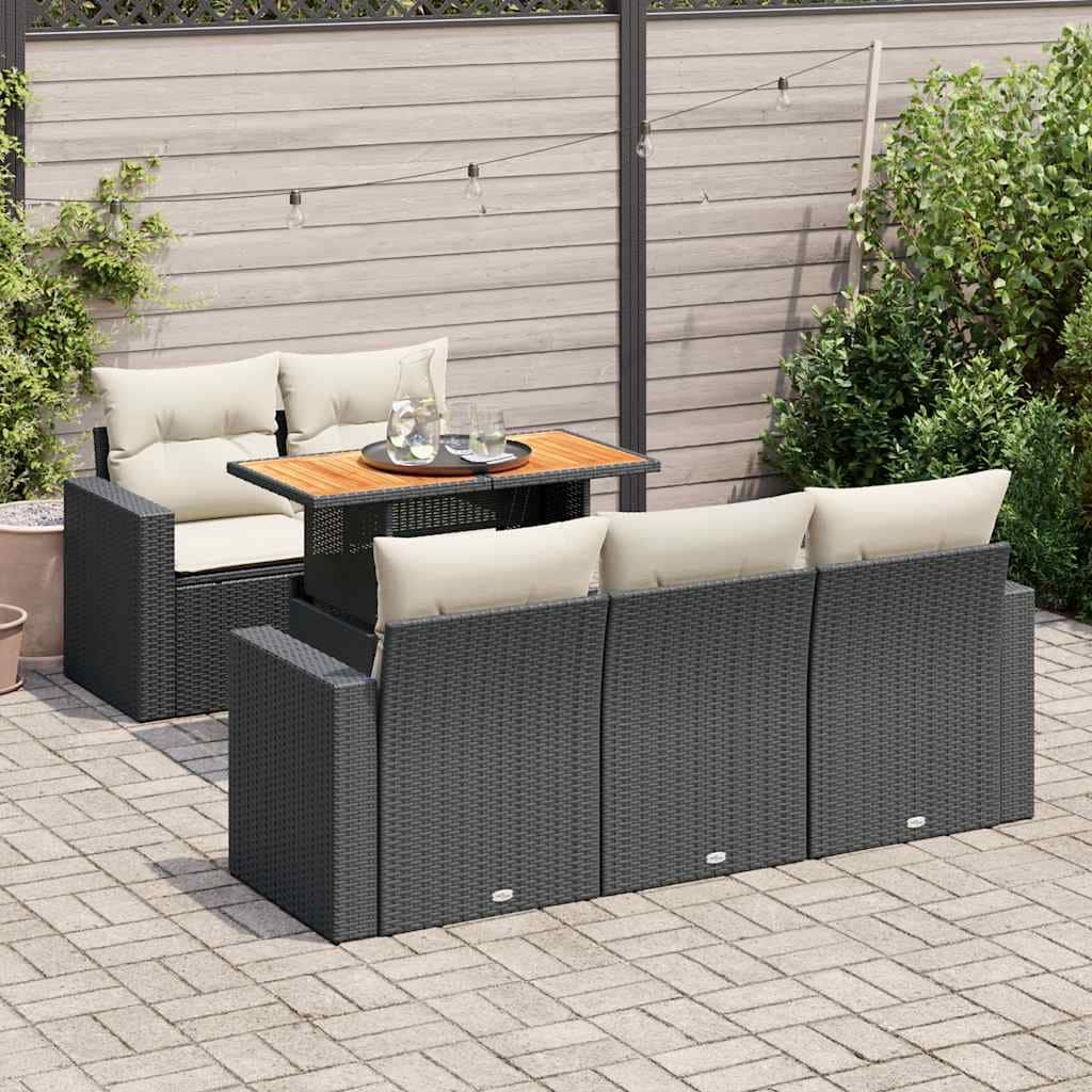 vidaXL Garden Sofa Set Black - 21.7 x 39.4 x 28.7