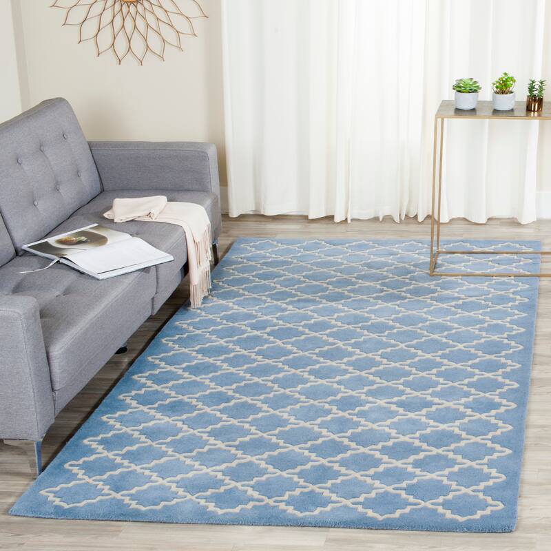 SAFAVIEH Handmade Chatham Nhuong Modern Moroccan Wool Rug - 8'9" x 12' - Light Blue