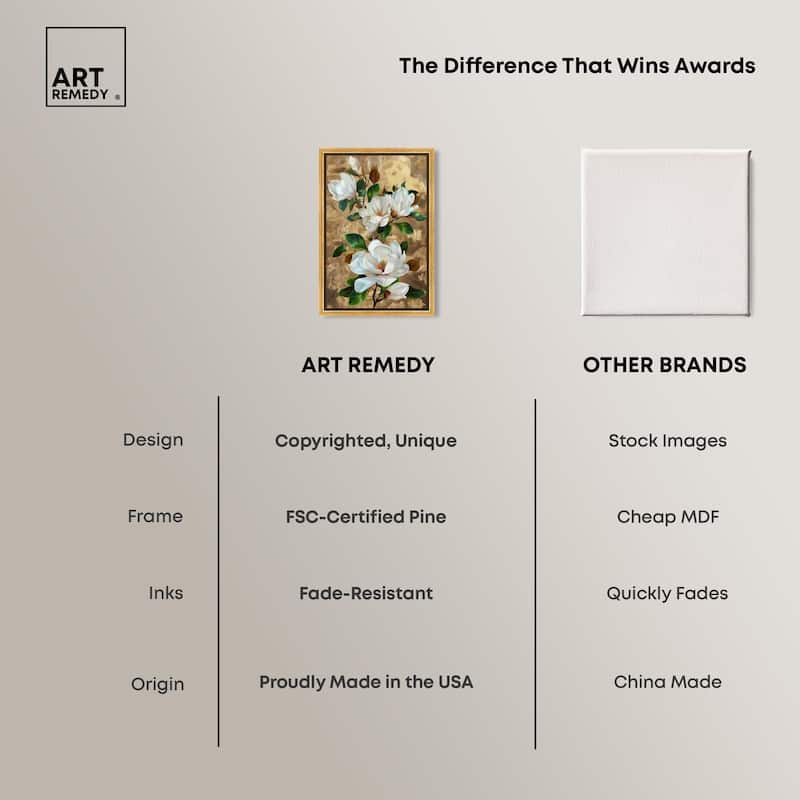 Guilded White flora Canvas by Art Remedy