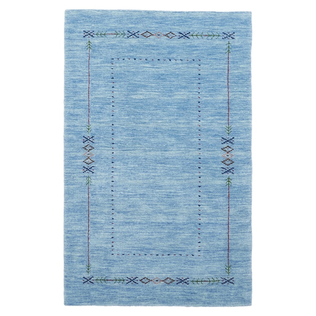 ECARPETGALLERY Hand Loomed Kashkuli Gabbeh Turquoise Wool Rug - 3'2 x 5'0