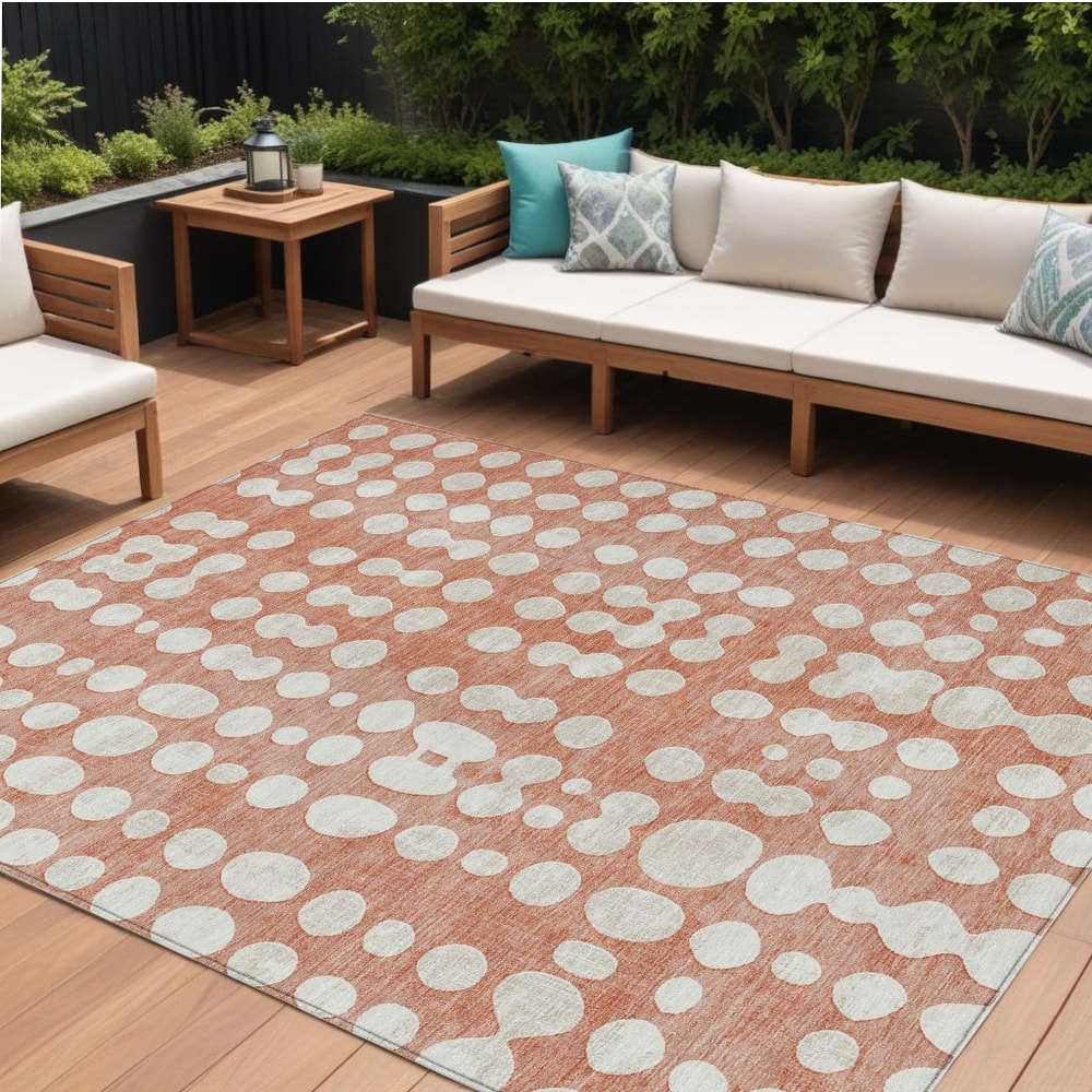 HomeRoots Abstract Transitional Rectangle Outdoor Rug