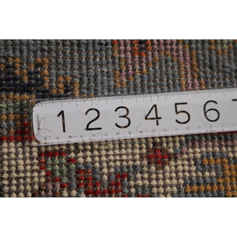 Blue Gray Floral Oushak Indian Foyer Rug Hand-Knotted Wool Carpet - 2'6"x 5'11"