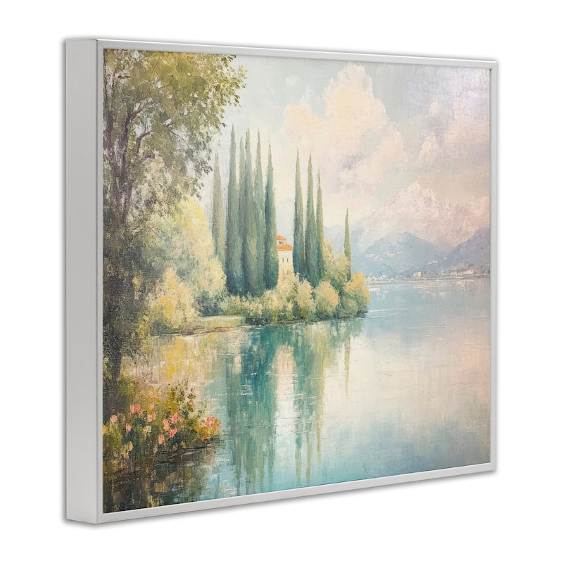 Stupell Lakeside Mansion View Framed Giclee Art Design By Petal Prints Design