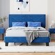 preview thumbnail 2 of 10, Velvet Upholstered Queen Bed with Rivet Detail, Modern Design