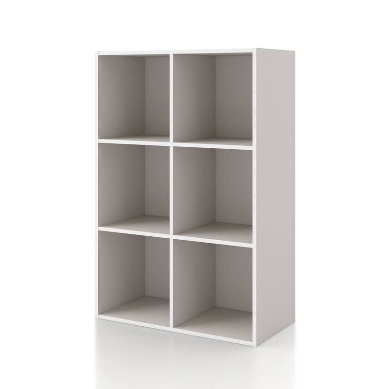 DH BASIC Modern Wood Customizable Stackable Storage Organizer - Cube Shelves, Drawer Cabinet, Bookcase with Doors by Denhour - 6-Cube - Taupe Grey