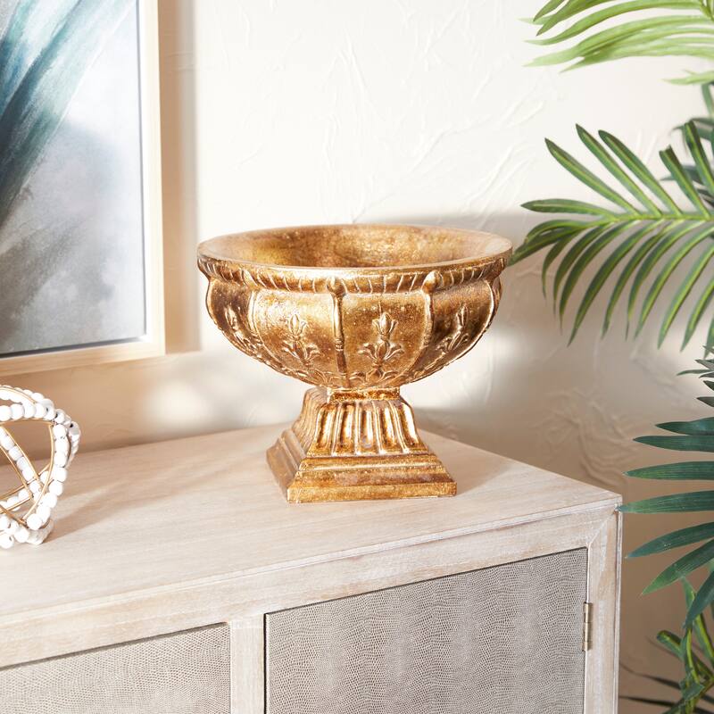 Gold Polystone Ornate Decorative Decorative Bowl - 11 x 11 x 9