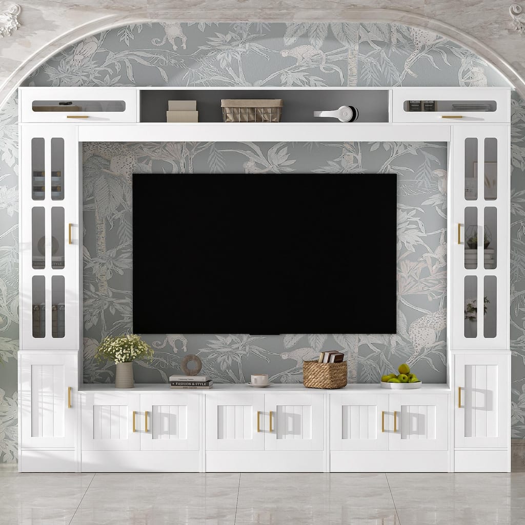 98.4" W Wall Unit Entertainment Center with Bookshelves - For TVs up to 80"