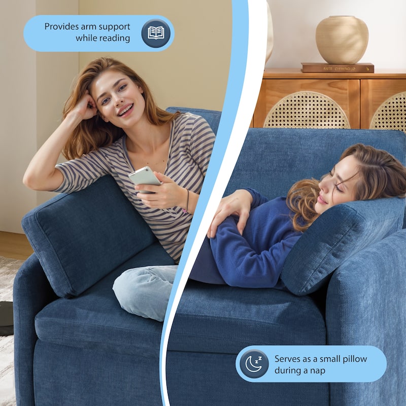 Roomfitters 50" Oversized Chenille Accent Chair, Wide Deep Seat Single Sofa, Modern Upholstered Lounge Chair with Pillows