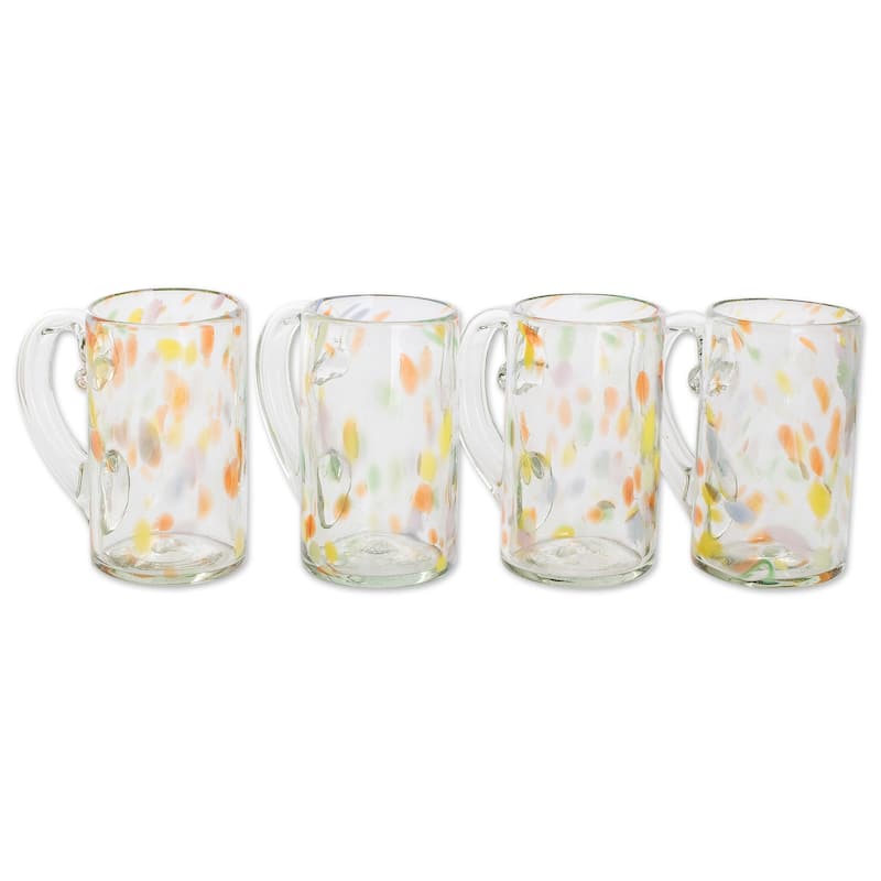 Novica Handmade Color Play Handblown Recycled Glass Beer Mugs (Set Of 4)