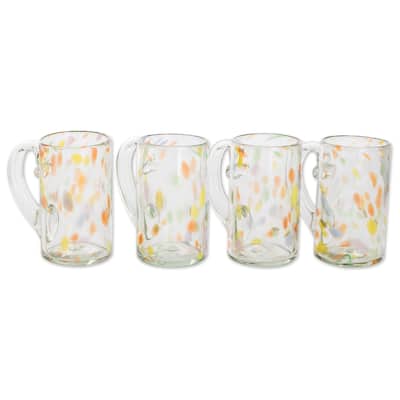 Novica Handmade Color Play Handblown Recycled Glass Beer Mugs (Set Of 4)