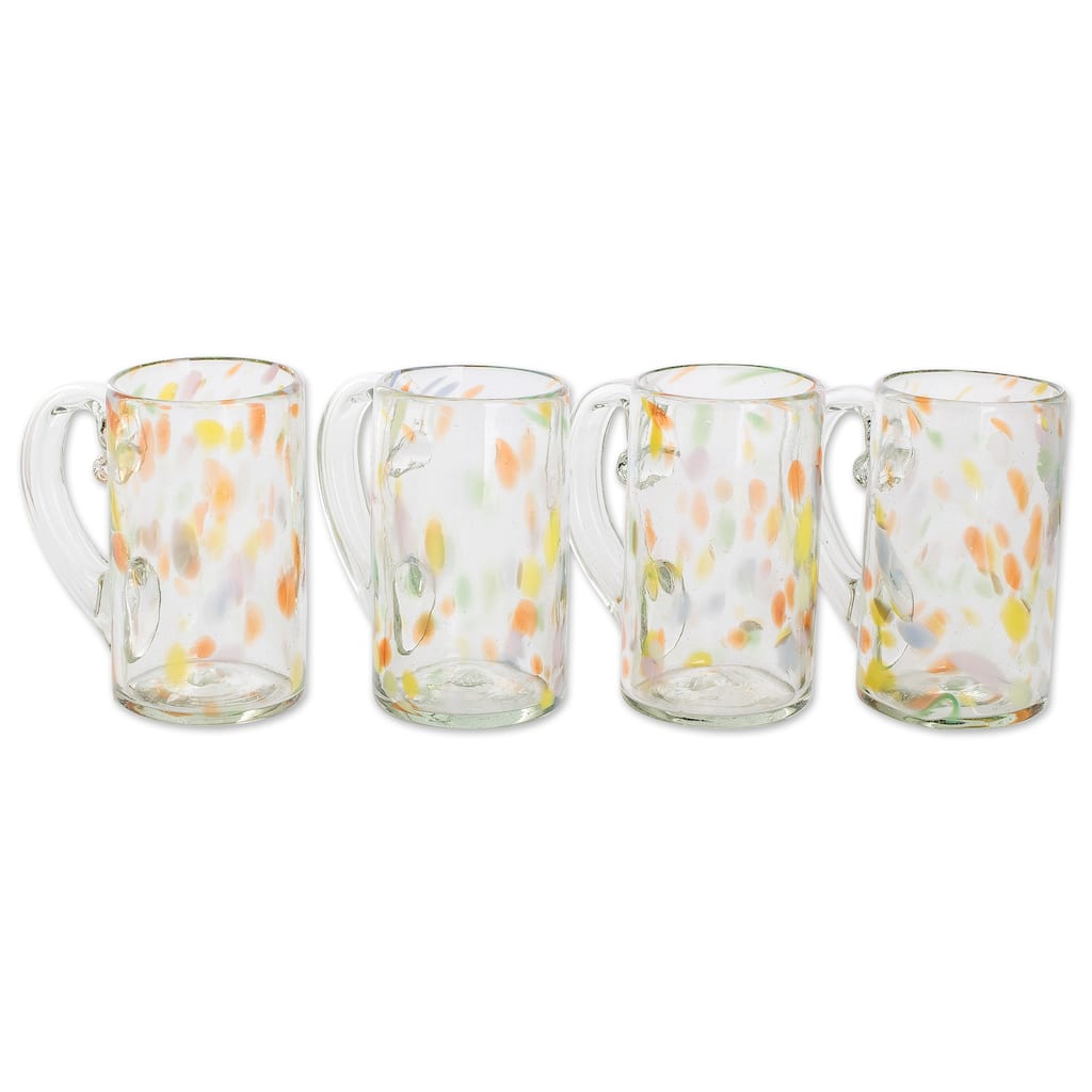 Novica Handmade Color Play Handblown Recycled Glass Beer Mugs (Set Of 4)