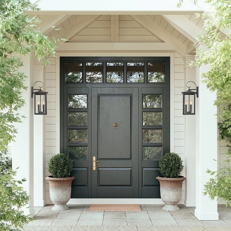 Lantern 3-Light Clear Glass Waterproof Outdoor Wall Sconce