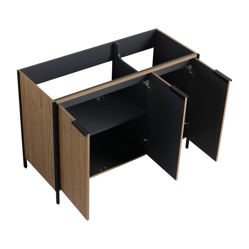 Modern 48 Inch Freestanding Bathroom Vanity Base with Soft-Close Doors and Storage Shelves - No Sink Included