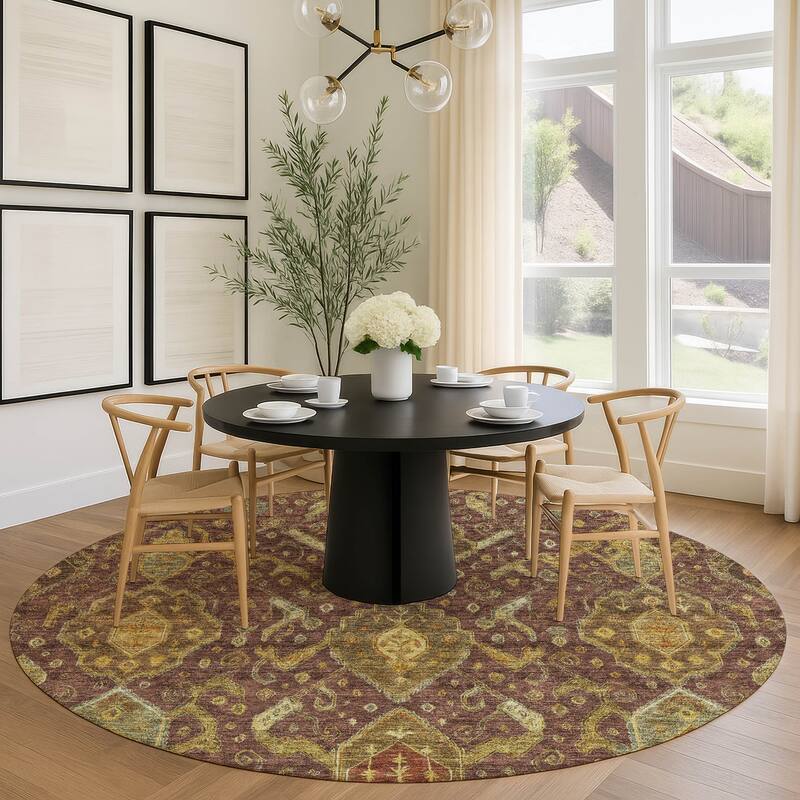 Machine Washable Indoor/ Outdoor Traditional Venetian Chantille Rug