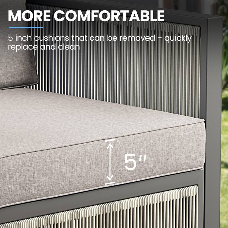 3 Seats Patio Sofa All Weather Wicker Patio Couch